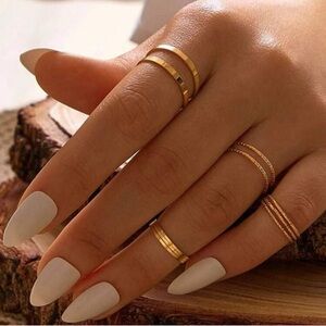 Gold Ring Set 10pc Minimalist Stackable Rings Thin Bands Knuckle Midi Rings